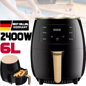 6L Heißluftfritteuse XXL Fritteuse Heißluft Edelstahl 2400W Air Fryer Backofen - Bild 1 von 19