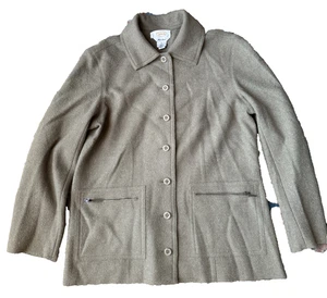 Vintage Talbots Jacket M Alpaca Wool Blend Zip Pockets Button Front Bin-W - Picture 1 of 7