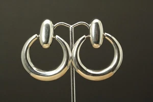 Sterling Silver 925 Door Knocker Style Clip On Earrings 12.2 Grams (EAR5762) - Picture 1 of 10