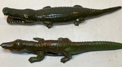 2x Vintage GRAN Bretaña (?) COCODRILO Y CAIMÁN GRANDES de plomo pintado Foto 1 de 4