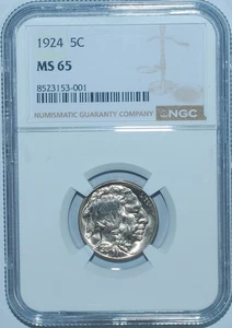 1924 P NGC MS65 Buffalo Nickel - Picture 1 of 2