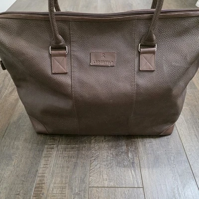 Bolso Lagerfeld Vintage Grande Marrón Guijarro Cuero Lona Fin de Semana Viaje Años 90 Karl Foto 1 de 4