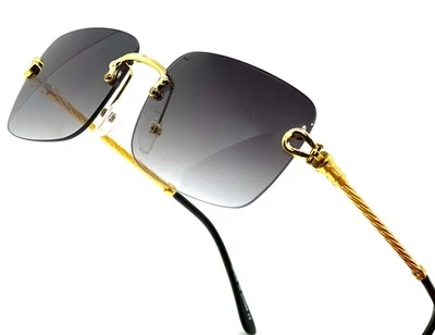 Gafas de sol Hip Hop para hombre sin montura tonos cuadrados dorados diseñador moda gafas  Foto 1 de 4