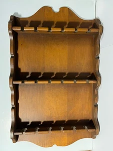 Vintage Wood 3 Tier 18 Collector Spoon Rack, 17”x10.5”x1.75”, Wall Hanging - Picture 1 of 5