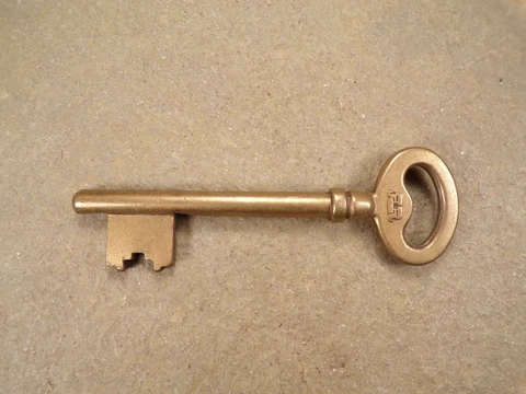 Brass Skeleton Bit Key Vintage Antique Brass Mortise Lock Key Not Hollow Barrel Cover