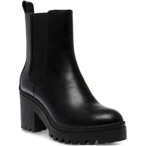 Wild Pair Womens BROOKLAN Lug Sole Stretch Inside Zip Faux Leather Boots 7M - Picture 1 of 3