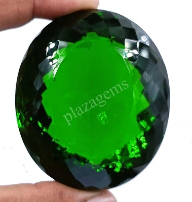 LAB CREATED 1023.30 CT GREEN MOLDAVITE  CERTIFIED OVAL CUT  LOOSE GEMSTONE 5MTD - Image 1 of 4