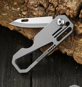 Mini Titanium Alloy Portable Keychain Folding Knife Cutter Outdoor Survival EDC - Picture 1 of 10