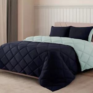 Trapuntino reversibile set 3 pezzi tutte le stagioni microfibra trapuntato biancheria da letto - Foto 1 di 54