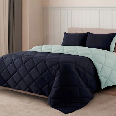 Reversible Comforter Set 3PC All Season Microfiber Quilted Bedding Comforter - Image 1 of 4