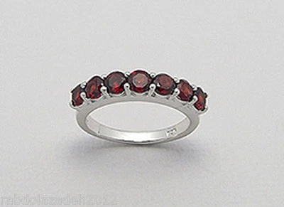 Alianza de boda de 4 mm de plata esterlina maciza de 3,52 g granate rojo genuino talla 7 Foto 1 de 3