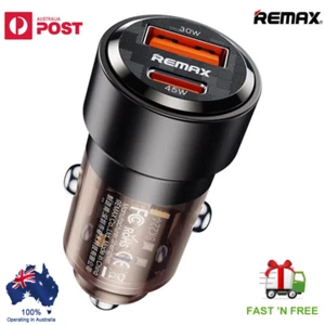 REMAX 75W PD+QC Fast Car Charger Adapter USB Type C 2 Ports For Iphone Samsung - Picture 1 of 6