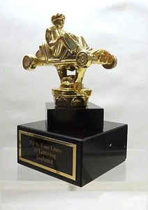 VINTAGE METAL GO CART TROPHY GOLD GO-CART AWARD GO CARTS #3 - Foto 1 di 4