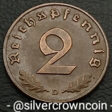 Germany 3d Reich 2 Reichspfennig 1938 D. KM#90. 2 Pfennig coin. Munich Mint. 