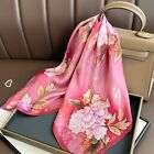 100 % foulard carré soie femmes foulard enveloppé bandana rose pivoine fleurs 68*68 cm