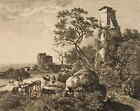 ŁODYGA (*1767) według WAGNERA (*1744), pasterz bydła, koło. Romantyczny krajobraz