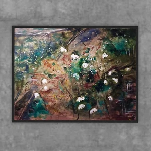 Snowdrops Abstract watercolour painting,original watercolour wall art,mix media - Picture 1 of 10