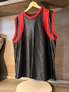 Athletech Mens BLACK W RED Athletic TANK Top Size LARGE TANK TOP SHIRT MESH - Picture 1 of 4