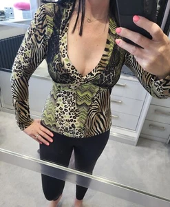 Joseph Ribkoff Size 10 Long Sleeve Top Leopard Print with lace detailing - Picture 1 of 9