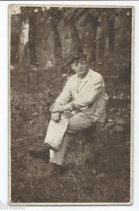 DA738 Carte Postale Photo vintage RPPC Militaire Marin Marine uniforme Colombes - Picture 1 of 1