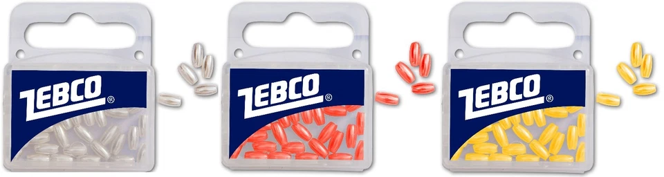 100 Perlmutt Lockperlen Zebco Rice Beads für Scholle in Perlmutt,rot, gelb 6x3mm - Bild 1 von 1