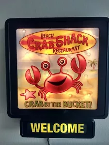 SpongeBob style LIGHT UP Seafood Restaurant WELCOME SIGN CRAB BY THE BUCKET 🦀🦀 - Picture 1 of 12