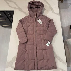 Cole Haan NWT Signature Tafetta Feather Down Coat Hooded Parka Mauve Women Large - Picture 1 of 10