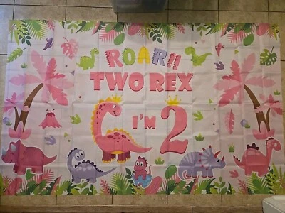 Фон для вечеринки на 2-й день рождения T Rex 3x6 футов, Two Rex I'm 2 - Изображение 1 из 3