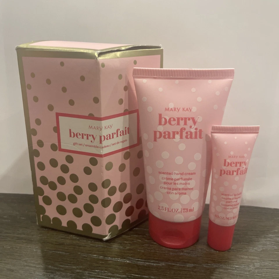 Conjunto de presente Mary Kay Berry Parfait ~ 2,5 oz creme para as mãos + 0,3 oz. Bálsamo labial NOVO - Imagem 1 de 4