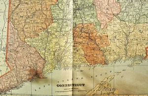 1907.Orig.Gographische Karte des Staates OF THE CONNECTICUT Cram's Atlas - Bild 1 von 3