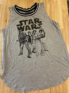 Star Wars Tank Top Women's LARGE Gray Chewie Hans Luke Leia - Picture 1 of 11