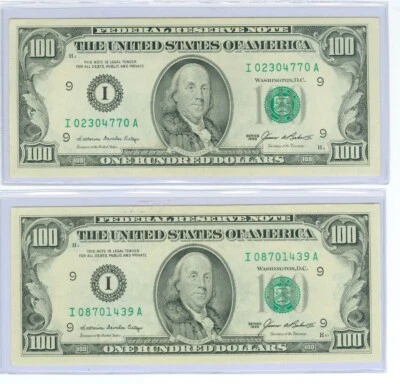 1985 $100 Pair Minneapolis, MN Federal Reserve HIGH GRADE AU Great Birthday Gift - Image 1 of 2