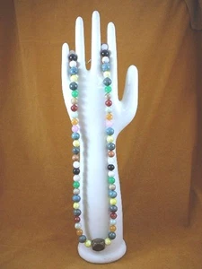 (v55-1) Agate + Tiger's eye + Amethyst beaded gemstone 28" long Necklace JEWELRY - Picture 1 of 2