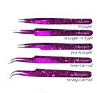 Eyelash Extensions Speckled Pink / Purple Color Tweezers -choose style