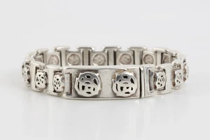 8" Chrome Hearts 925 Silver Square Link Men's Bracelet (83.81g.) - Picture 1 of 3
