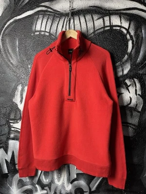 Hugo Boss Zartic Sweater Red Regular Fit 1/4 Zip Sweat Men’s Size M - Image 1 of 4