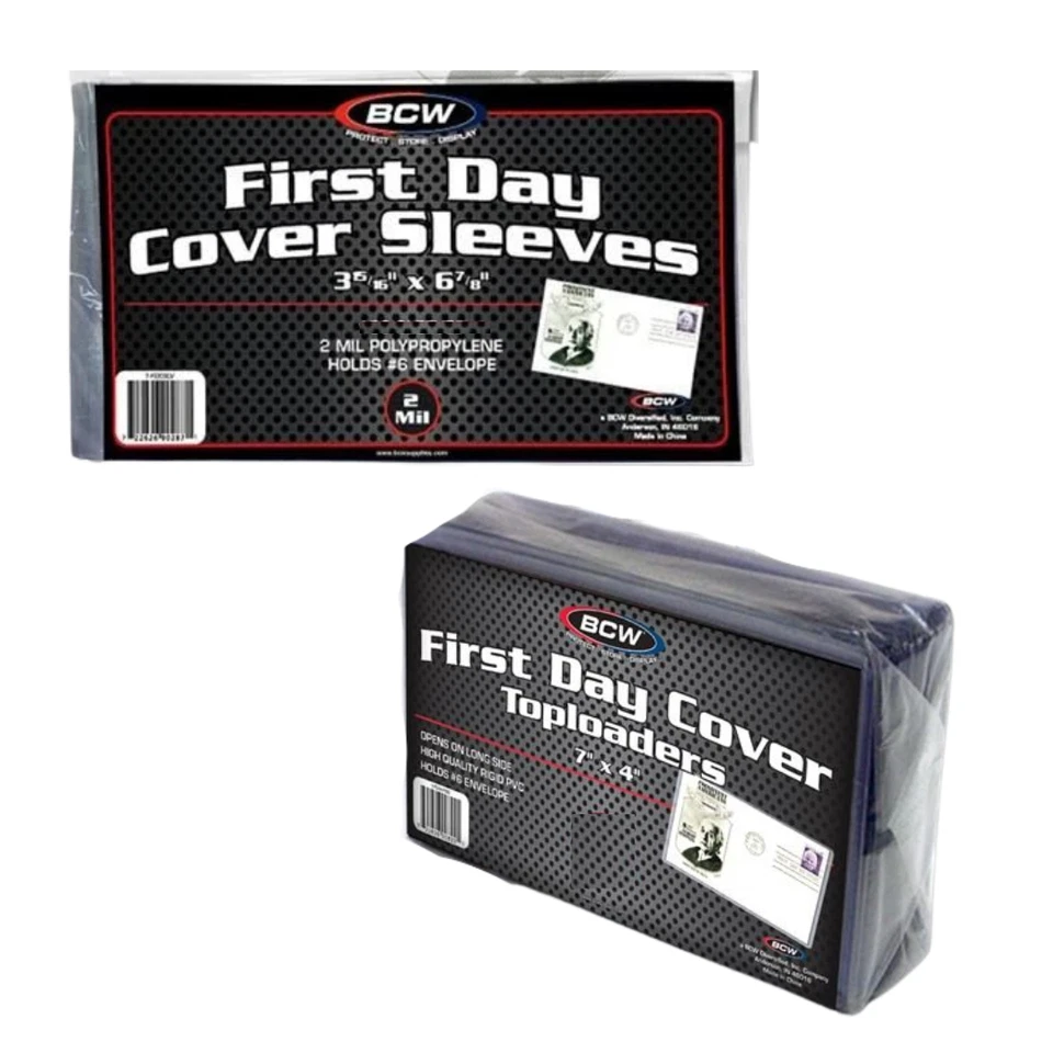 5 BCW Primer Día Cubierta Toploaders + Mangas 5 Soportes Rígidos y 5 FDC Mangas Suaves Foto 1 de 1