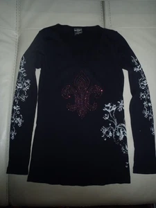 Sledge USA Rhinestones Women's Long Sleeve T Shirt Size M - Picture 1 of 6