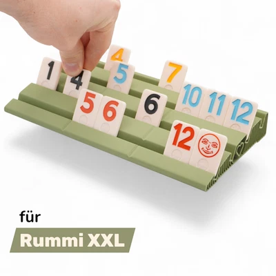 Rummikub XXL Ablagebrett mit 4 Reihen - Stabiler Aufsteller 36 Steine Grün - Bild 1 von 4