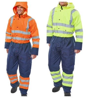Beeswift Thermal Hi-vis Two-tone Waterproof Coverall Orange/Navy, Yellow/Navy - Image 1 of 3