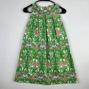 Lilly Pulitzer Girls Green & Pink Floral Spring Sleeveless Dress Size 12 - Picture 1 of 10