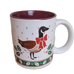 Tazza Vintage United Silver Holiday Goose Collezione Fiocco Rosso Agrifoglio Oche Natale - Foto 1 di 24