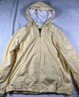 Eddie Bauer Jacket Mens 2XL Yellow Hooded Full Zip Cotton Lined Windbreaker - Image 1 of 4