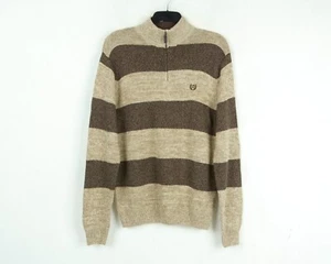 CHAPS Men L Sweater Jumper Striped Pullover Quarter Zip Knit Cotton Casual Top - Picture 1 of 5