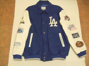NEW 80s LOS ANGELES DODGERS WOOL LEATHER MLB VARSITY ZIP SNAP W/S GIII JACKET XL - Picture 1 of 7
