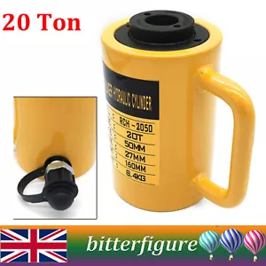 20 Ton Manual Oil Pump Hydraulic Cylinder Lifter 2" Ram Stroke Hollow Cylinder - Picture 1 of 14