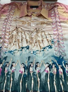 Vintage Team Navigator Authentic Shirt Floral Plane Hawaiian USA Size M - Picture 1 of 8