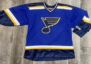 Vintage NHL Roman TUREK Jersey #1 CCM St Louis Blues Blue Stitched Canada XL - Picture 1 of 10