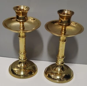 Solid Brass Two Candle Stick Holders Made In India 6.25" - Picture 1 of 6