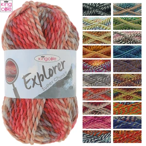 King Cole Explorer Super Chunky Acrylic/Wool Knitting Yarn 100g Ball All Colours - Picture 1 of 21